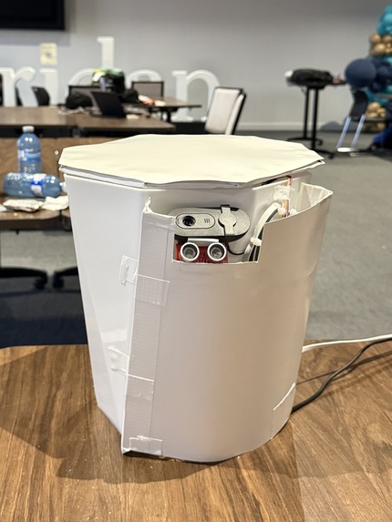 EchoBin Exterior View with Ultrasonic Sensor Eyes and Camera